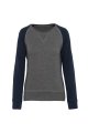 Dames Sweater Bio Tweekleurige Kariban K492 GREYHEATHER-NAVY